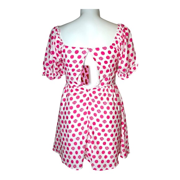 New SHEIN x Hello Kitty & Friends Puff Sleeve Ruched Bust Polka Dot Dress Large - Picture 6 of 9